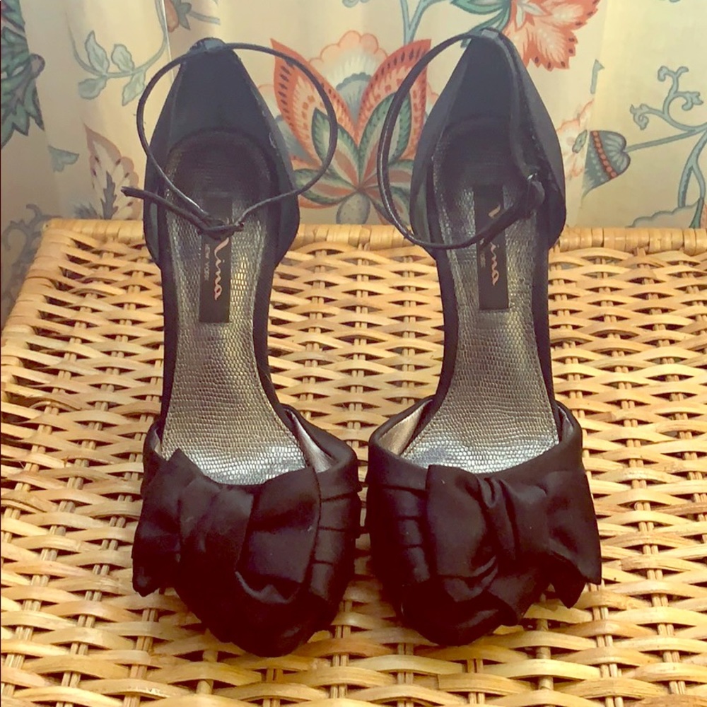 Black Satin Nina Evening Shoes